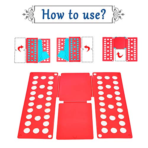 T Shirt Clothes Folder Shirt Folding Board Laundry Organizer Easy And Fast For Kid And Adult(Black&Red) #TOP1