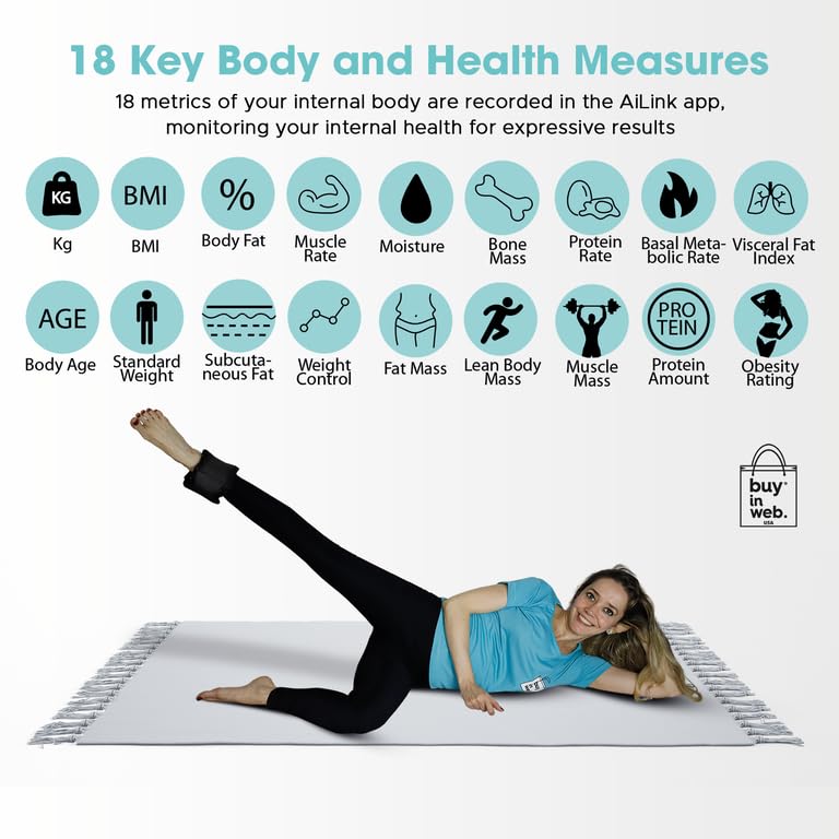 Miniatura 5 de BUY IN WEB Báscula inteligente de EE. UU. para peso corporal y grasa, monitor electrónico de composición corporal, 18 aplicaciones de análisis,
