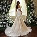 Zeeyecie Ivory Lace Applique Tulle Wedding Dresses for Brides 2026 Off Shoulder V Neck Mermaid Sparkly Long Bridal Gown with Train US18W