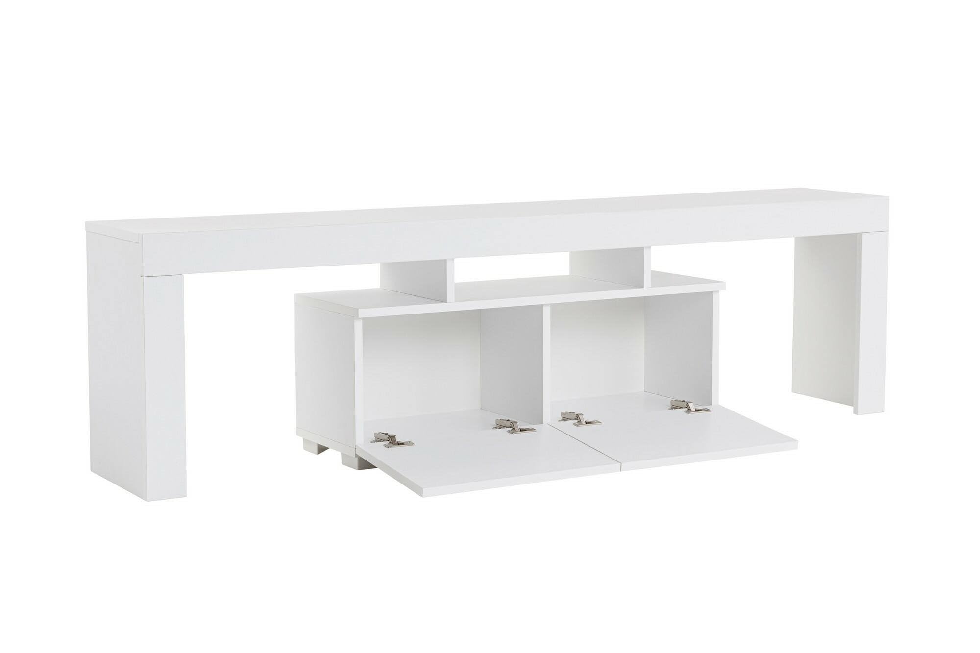 Dmora - Mobile porta TV Govone, Credenza da soggiorno, Armadio basso per TV, Base parete attrezzata, 180x31 h50 cm, Bianco