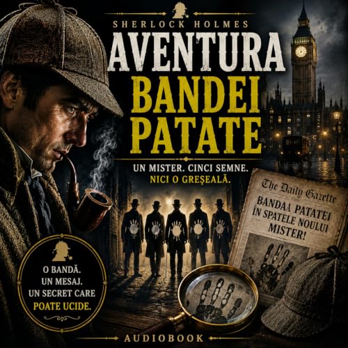 Diseño de la portada del título Aventurile lui Sherlock Holmes - 02. Aventura rubinului albastru - 08. Aventura bandei patate