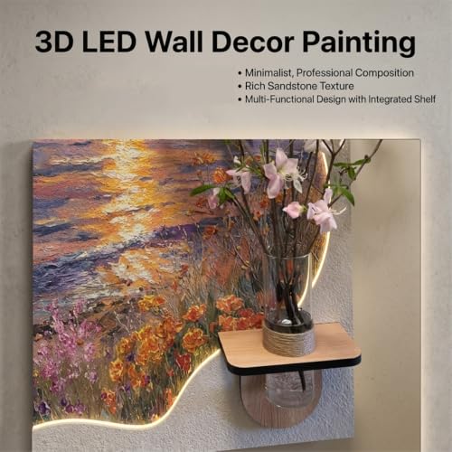 3D LED Wall Sculpture with Vase Shelf