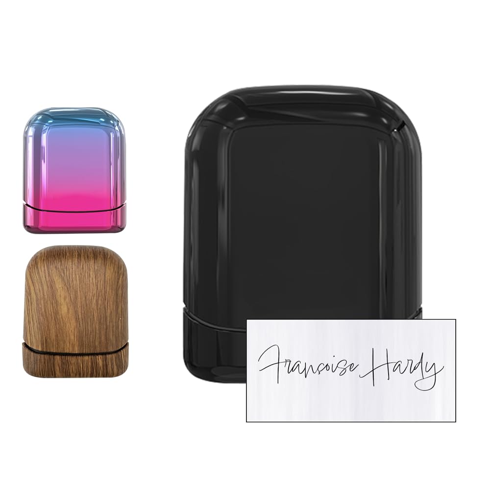 SundayZaZaCustom Signature Stamp - Personalized Signature Stamp, 9 Ink Colors, Small, Black, Rubber