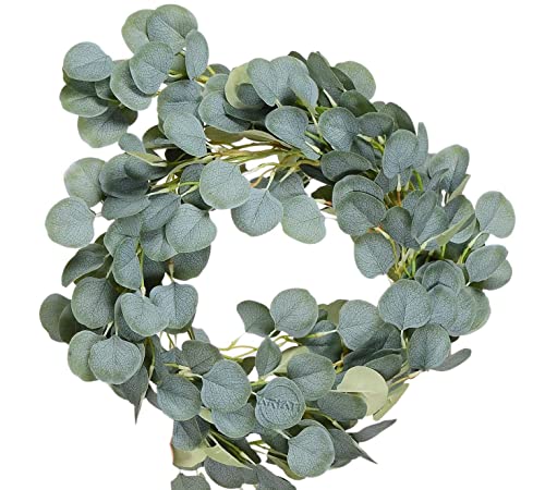 ARIATI 1 x Artificial Eucalyptus Garland Plant, 2m Greenery Foliage Leaves Fake Hanging Vines Plants Leaves for Wedding Engagement Party Backdrop Arch Wall Decor Home Garden Kitchen Office - Image 5