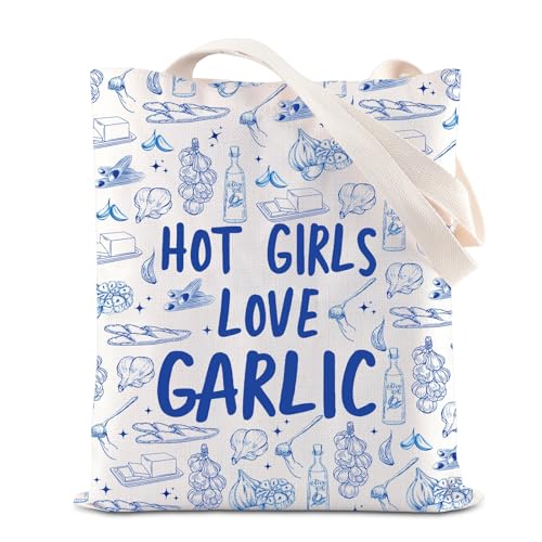 KUIYAI GarlicGirl Tote Bag GarlicLover Club Bread Vegetarian Gift Garlic Festival Gift HotGirls Love Garlic Canvas Bag