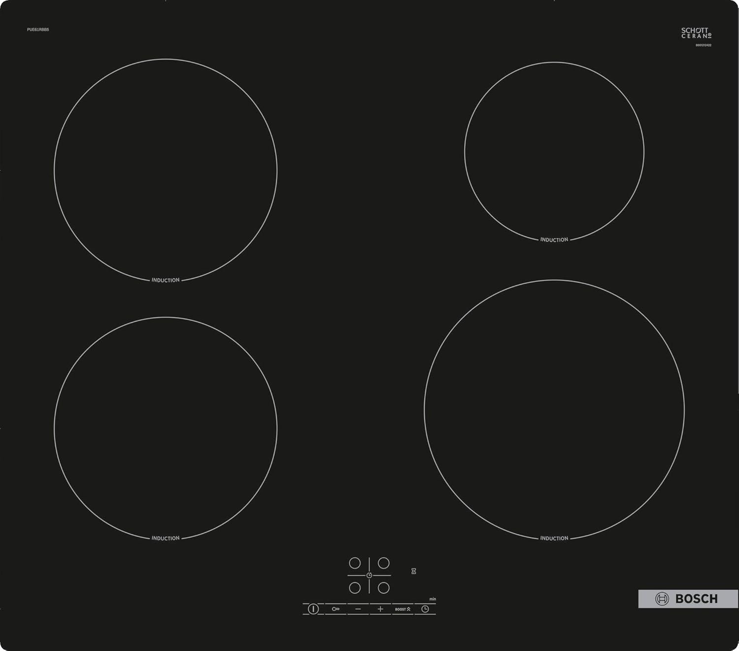 Bosch Elettrodomestici Piano Cottura a Induzione PUE61RBB5E, 60 cm, Senza Profili, Nero Bosch Elettrodomestici Piano Cottura a Induzione PUE61RBB5E, 60 cm, Senza Profili, Nero