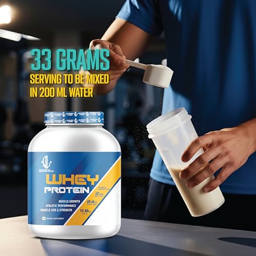 Image of QUENCHLABZ Whey Protein Powder - 2KG Mango | 24g Protein, 11.8g EAA, Added Digezyme | Supports Muscle Growth, Recovery & Performance | Best Whey Protein for Weight Loss & Lean Muscle Mass