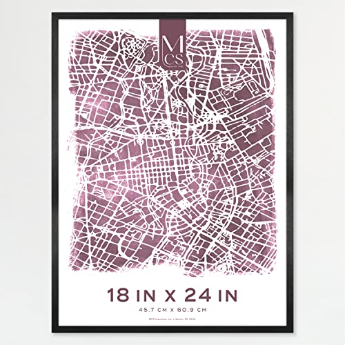 MCS Edgeline Metal Poster Frame, Back-Loading Picture Frame For Wall Art, 18 x 24 Inch, Black