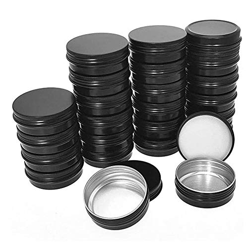 Fablcrew 40pcs 30ml Aluminium Leer Döschen, Runde Dosen Blechdose Kosmetik Tiegel mit Schraub-Deckel für Lipbalm Creme Nailart, Schwarz Cover