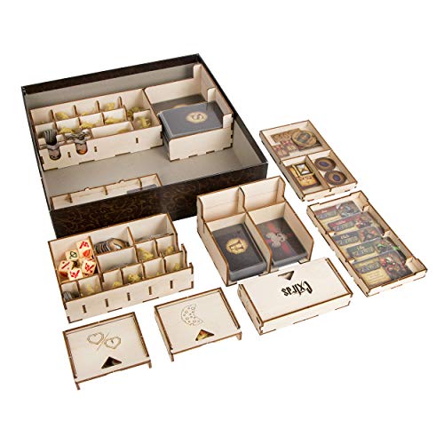 The Broken Token Mice and Mystics Compatible Game Organizer - Wood Storage Box with Multiple Trays and Boxes