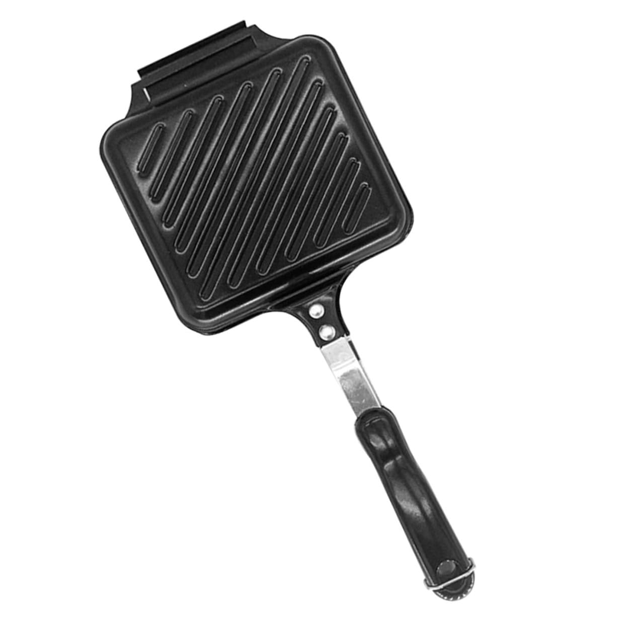 Moule à Sandwich Ménager en Fer Noir Antiadhésif, Poêle à Frire Double Face Facile à Nettoyer, Cuisine la Maison Extérieur