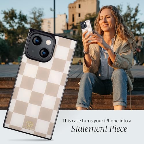 Image of COCOMII Rectangle for iPhone 15 Case, Neutral Checkered