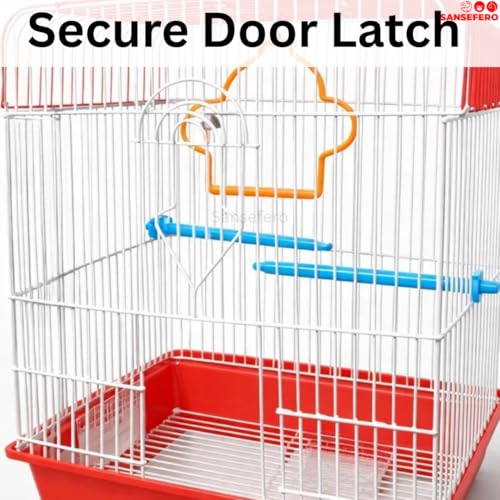 Image of SANSEFERO Hanging Bird Cage for Lovebirds, Parrots, Parakeets, Budgies and Cockatiels Included Bottom Tray, Feeders, Bird Swings & Plastic Perches (12X9X15 Inch)