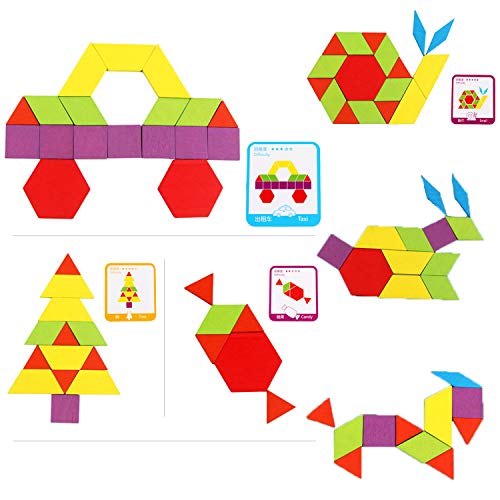 Set of 155 Wooden Pattern Blocks Geometric Manipulative Shape Puzzle ...