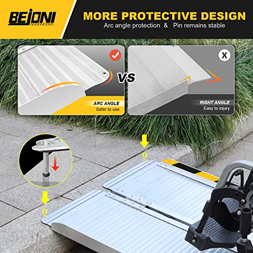 Bejoni 5Ft Portable Wheelchair Ramp, Foldable Ramp For 600 Lbs Capacity, Aluminum Ramp With Non-Slip, Handicap Ramp, Threshold Ramp For Wheelchairs, Scooters, Trolleys, Home, Steps #TOP7