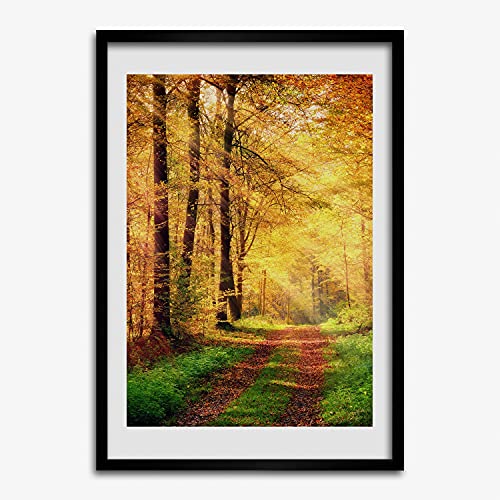 Peinture décorative Tulup Forêt d'automne sous cadre en bois de qualité