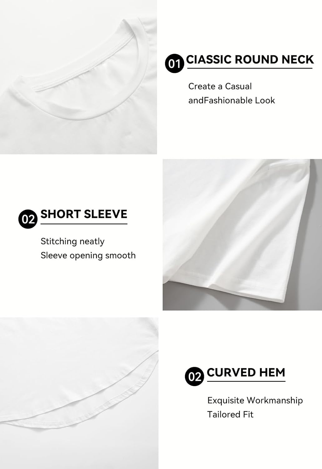 KESIHAN Men's Hip Hop Wave Round Hem T-Shirt Round Neck Cotton Casual Fashion Top - Image 6