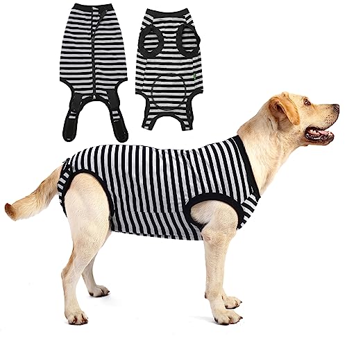 Dog-Surgical-Recovery-SuitSurgery-Female-Male-Dog-ShirtSpayNeuter-Recovery-ClothesZipper-Closure-Cotton-Striped-Wounds-Protect-SuitBlack-Striped-XS - Cucciolini Doodles   Dog-Surgical-Recovery-SuitSurgery-Female-Male-Dog-ShirtSpayNeuter-Recovery-ClothesZipper-Closure-Cotton-Striped-Wounds-Protect-SuitBlack-Striped-XS