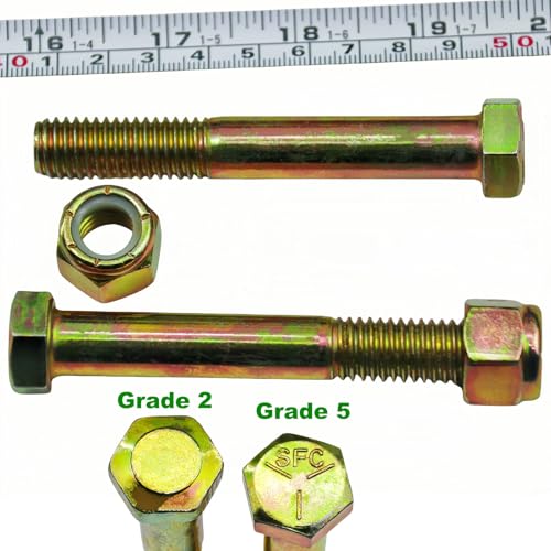 Image of Grade 2 Shear Bolts 1 /2 inch x 3-1 /2 inch for Rotary Cutter,Tractor Gearbox,by Color Galvanization with Nylon Lock Nut Kit,by Metalsuberg .(12pcs Pack)