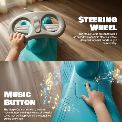 Image of Baybee Cruzo Baby Swing Cars for Kids | Twister Push Ride on Baby Cars with RGB Lights & Music | 360 Rotation Smooth Wheels Indoor & Outdoor Push Magic Car for Kids 2+ Years Boys Girls (Blue)