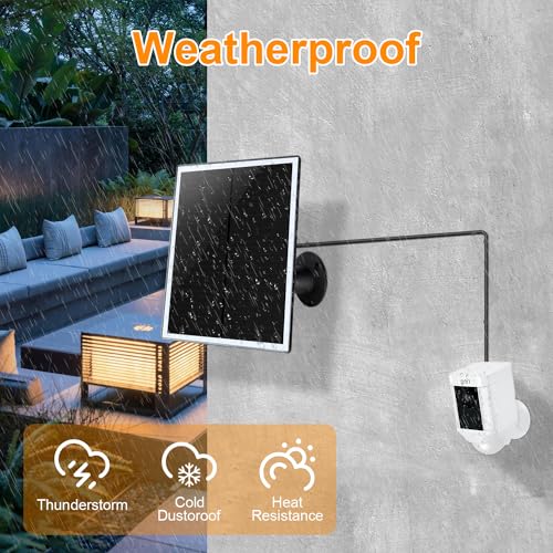 Image of Ri ng Camera Solar Panel, Compatible with Ring Stick Up Cam Battery, Ring Spotlight Cam Battery, Not for Spotlight Plus /Pro, Waterproof, 6W Fast Charging, DC3.5mm Plug (Black)