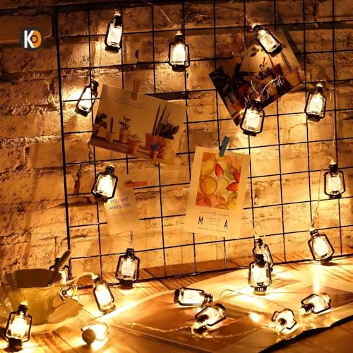 Image of K D 14 LED Black Laalten lamp Fanas Fairy String Lights | Yellow 10 Feet | Festival, Home, Diwali & Christmas Decoration Lights | Steady Glow, Corded, Energy Saving (Laalten lamp Fanas Yellow)