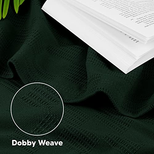 Utopia Bedding Forest Green 100% Cotton Blanket [Twin Size - 90x72 Inch] 350GSM Lightweight, Soft and Breathable Thermal Blanket for All Seasons
