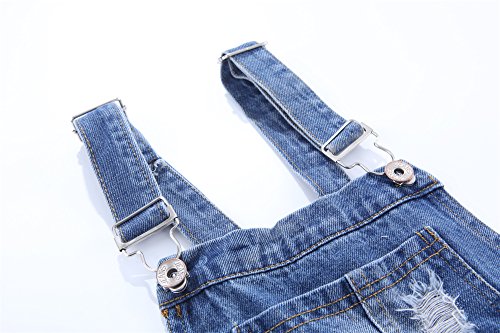 Image of KIDSCOOL SPACE Baby Little Girl Jean Overalls,Big Ripped Denim Shortall