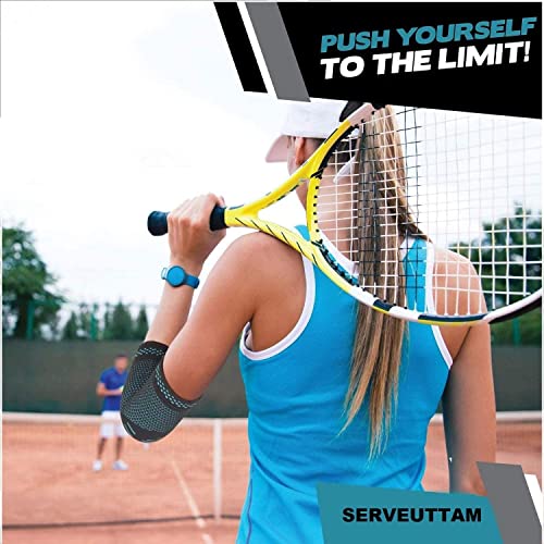 Image of serveuttam� Elbow Support for Gym - Elbow Brace for Men Women Workout | Elbow Compression Sleeves with Straps for Tendonitis Pain Relief, Tennis, Volleyball, Cricket - Elbow Band (XL, Blue)