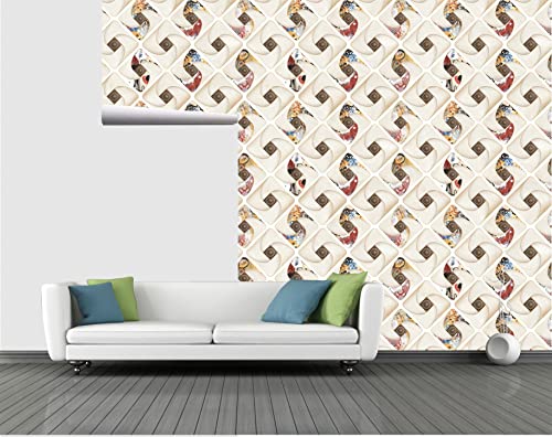 Image of CABANA HOMES Wall Stickers DIY Tile Wallpaper for Decals (45 x 125 cm, 1 Roll) (6 sq. ft) Decorative Self Adhesive Home Decor Kitchen Tiles Ceiling, Beige