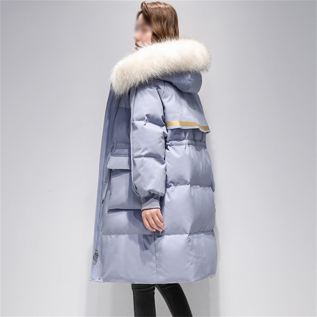 Female Down Jacket Winter Medium-length Korean Version Of The Workwear Hair Collar Thickened Hooded