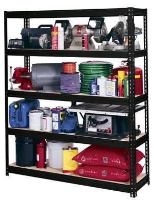 Edsal UR60-BLK Heavy Duty 16-Gauge Steel Boltless Shelving with 5 Shelves, 5000 lbs Capacity, 60