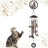 Cat Wind Chimes, 36.6 Inch Pet Memorial Windchimes Outdoors, Pet Memorial Gifts for Family and Frien