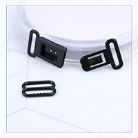Vista 2 de Paquete de 100 clips para pajarita para bricolaje, correa para corbata, correas de camiseta sin mangas, hebillas a presión, cierre de gancho, Negro