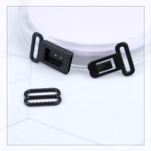 Miniatura 2 de Paquete de 100 clips para pajarita para bricolaje, correa para corbata, correas de camiseta sin mangas, hebillas a presión, cierre de gancho, Negro -