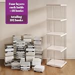 4 Tiers Rotating Bookshelf Storage Bookcase White Corner Bookcase Spinning Bookshelves Tower Spinning Bookcase Tower Acrylic Bookshelf for Bedroom Office