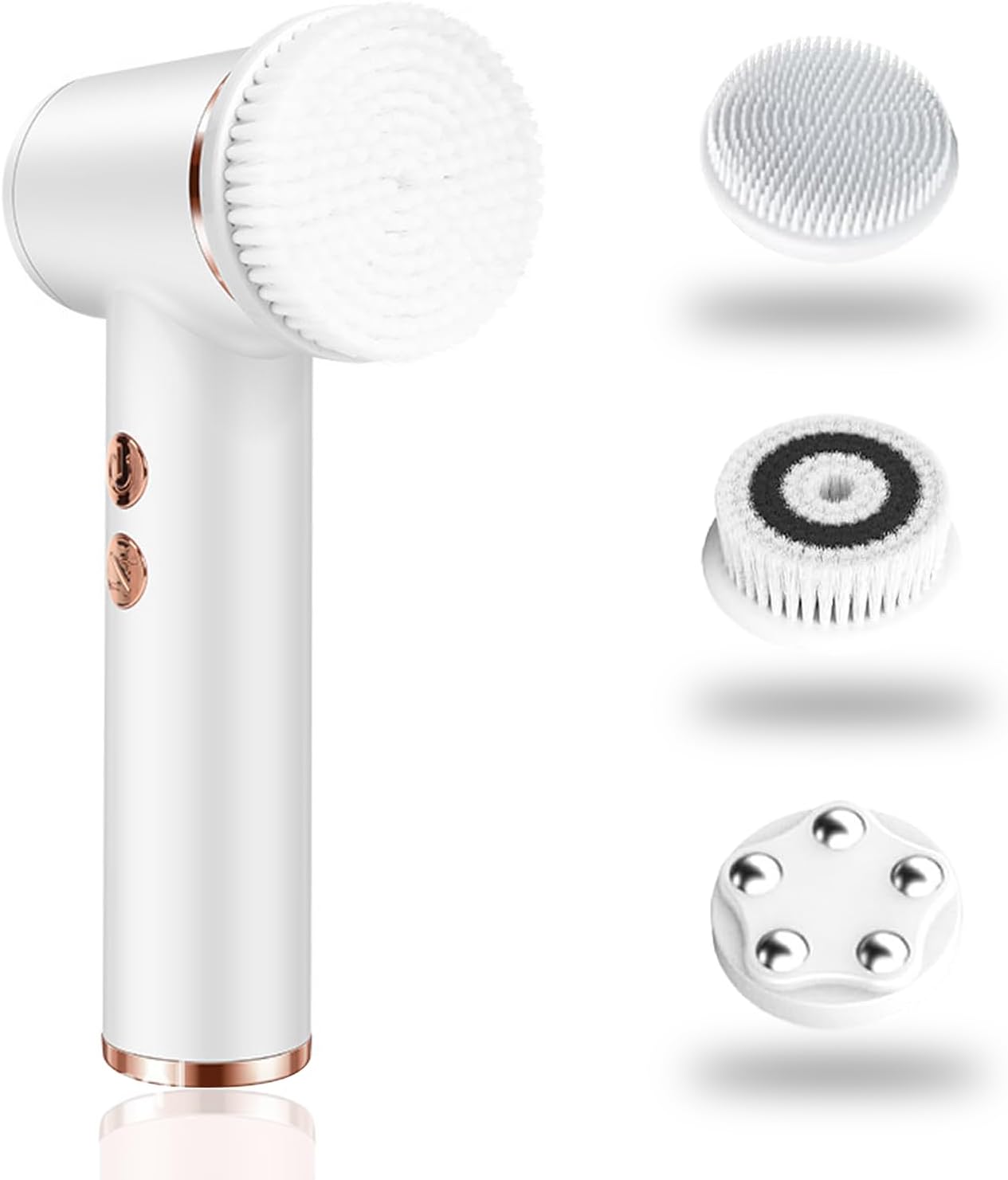 4 in 1 Facial Cleansing Brush, Electrical Face Wash Brush with 5 Speed Adjustable, IPX6 Waterproof Portable Face Scrubber for Deep Cleansing, Exfoliating, Removing Blackhead, Massaging (White) 4 in 1 Facial Cleansing Brush, Electrical Face Wash Brush with 5 Speed Adjustable, IPX6 Waterproof Portable Face Scrubber for Deep Cleansing, Exfoliating, Removing Blackhead, Massaging (White)