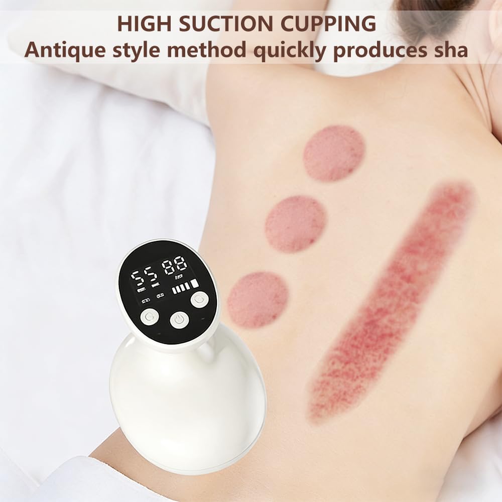 MAOYING Masaje 4 en 1 para combatir la celulitis - dispositivo eléctrico con vacío y guasha, piel más firme y mejor circulación, masaje profundo con calor, para uso en todo el cuerpo en casa (blanco)