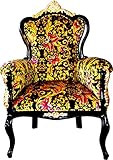 pompöös design by harald glöckler Breite: 71 cm Harald Glööckler Pompöös by Casa Padrino Luxus Barock Sessel Bergere Butterfly & Flower Design/Schwarz/Gold - Pompööser Barock Sessel Designed by