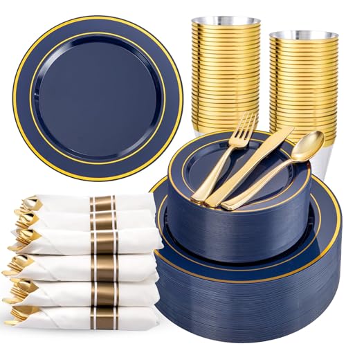 WDF Navy Blue & Gold Party Dinnerware