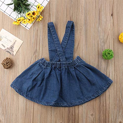 Rtnnsbbfcm Toddler Baby Girl Denim Suspender Skirt Party Pleated Overalls Skirts Dress Outfit (Blue, 6-12 Months) #TOP3