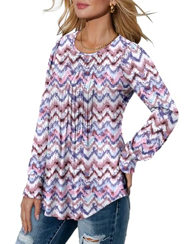 BETTE BOUTIK Long Sleeve Shirts for Women Fall Tops Dressy Blouses Crewneck Tunic Tops for Leggings S-3XL