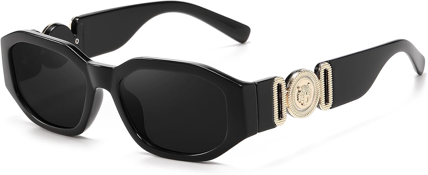 Vintage 90s Small Rectangle Sunglasses, Trendy Narrow Square Shades for Women and Men, UV Protection