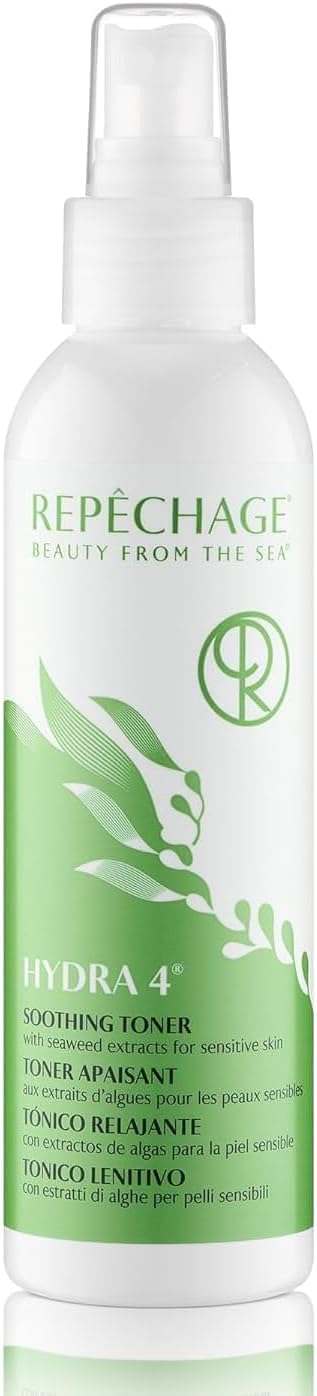 Repechage Hydra 4 Tonic Facial Toner โ Astringent Face Mist with Natural Marine Extracts + Witch Hazel + Castor Oil For Dry Sensitive Skin 6 fl. Oz.