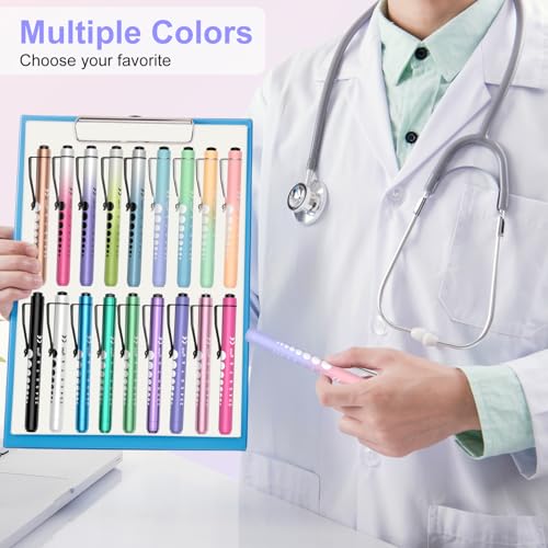 Image of RISEMART 2 Pack Pen Lights for Nurses, Reusable Medical Light with Pupil Gauge and Ruler, White Light LED Penlight for Student Doctors