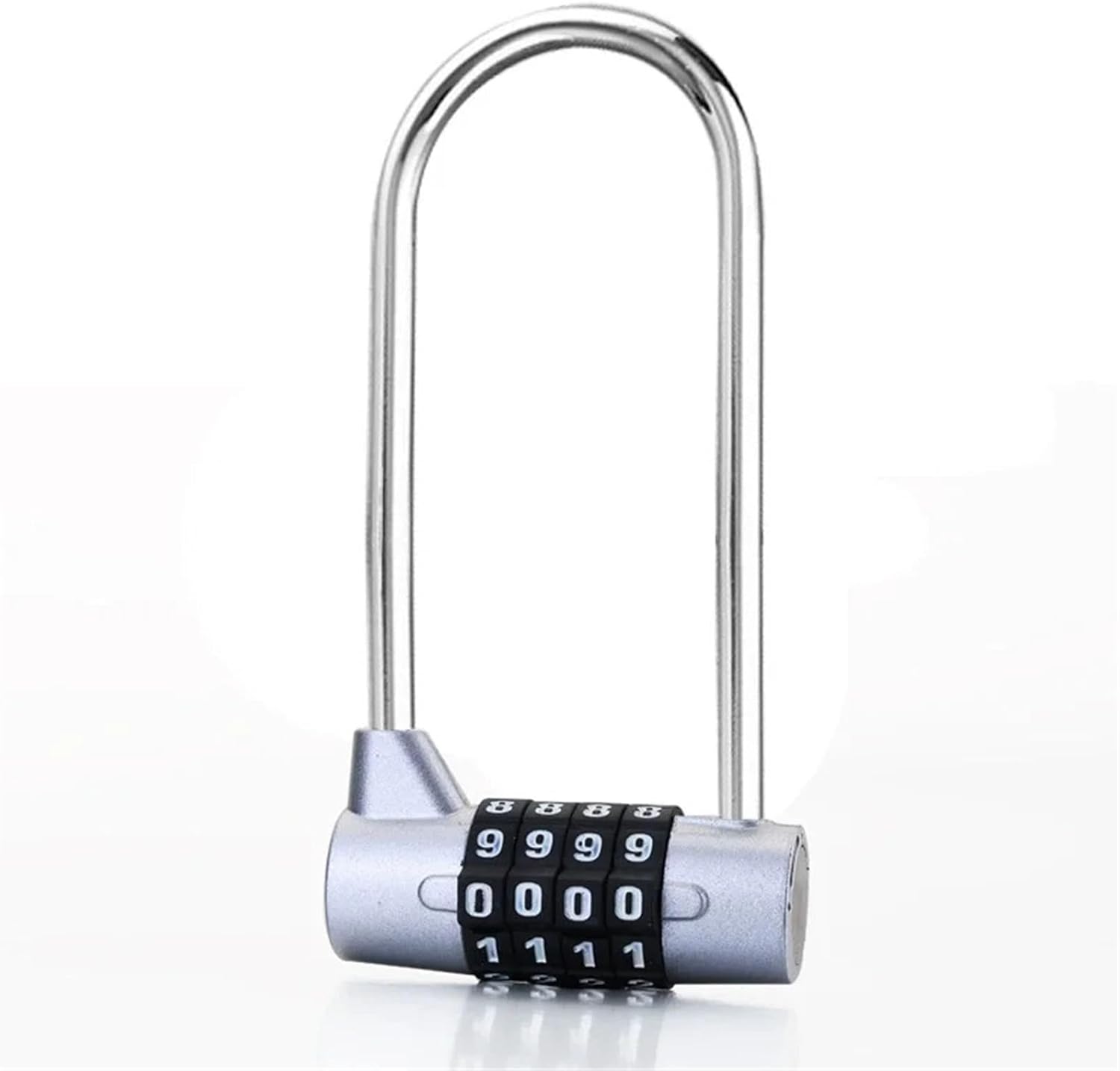 4 Digit Combination Lock Lengthened Shackle Lock Theft Password Padlock Gym Door Lock Travel Suitcase Luggage Code Locks 1Pcs(Silver)