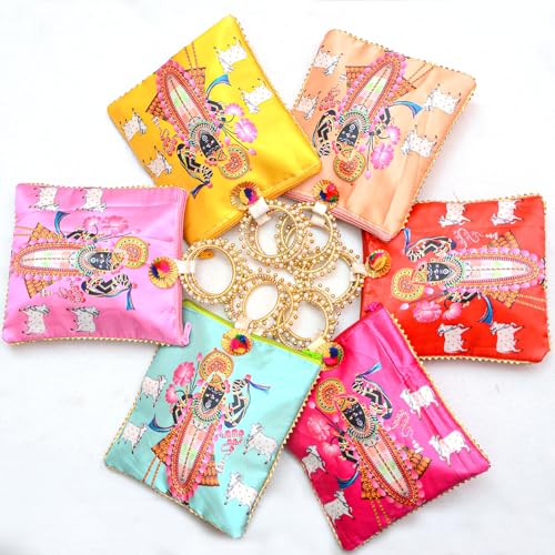 Image of Women Potli Bags Pack of 24 | Gifting Potli with Handle & Zipper | Traditional Shagun Return Gifts Potli for Diwali, Mehandi, Haldi, Baby Shower, Wedding, Sangeet, Bhajan