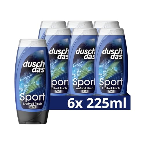 Duschdas Żel pod prysznic 3 w 1 i szampon sportowy do kąpieli pod prysznic z formułą zapachową Fresh Energy zapewnia orzeźwiający początek dnia, 6 x 225 ml