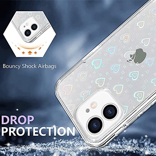 Coque iPhone 13 12 Pro Max premium design laser holographique cœur scintillant ajustement parfait - 3