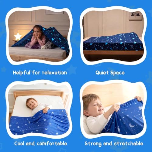 Compression Sheets For Kids Twin, Glow in The Dark Sensory Bed Sheet - 3